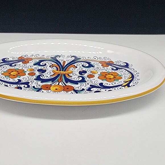 Decorative Nova Deruta Oval Platter Made In Italy Hand-Painted 10" - Picture 7 of 9